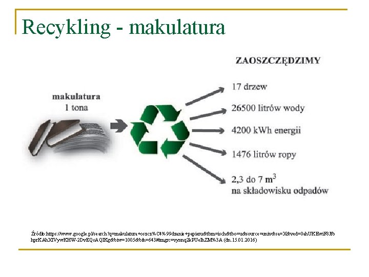 Recykling - makulatura Źródło: https: //www. google. pl/search? q=makulatura+oszcz%C 4%99 dzanie+papieru&tbm=isch&tbo=u&source=univ&sa=X&ved=0 ah. UKEwi. F