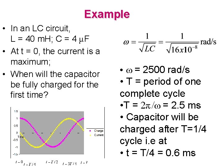 Example • In an LC circuit, L = 40 m. H; C = 4