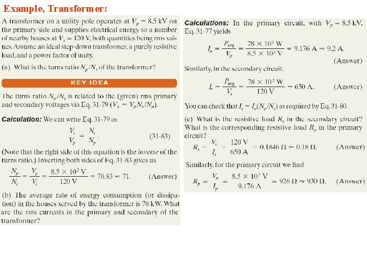 Example, Transformer: 