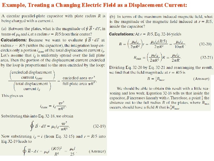 Example, Treating a Changing Electric Field as a Displacement Current: 