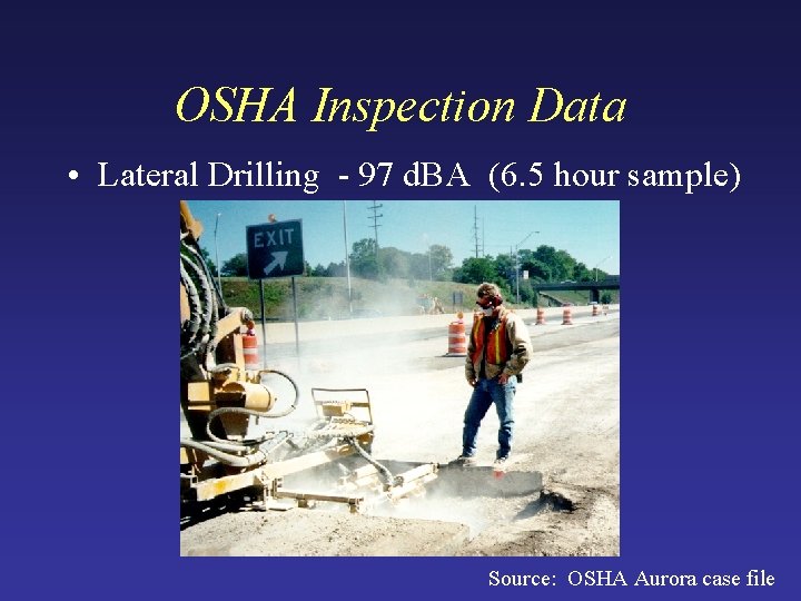 OSHA Inspection Data • Lateral Drilling - 97 d. BA (6. 5 hour sample)