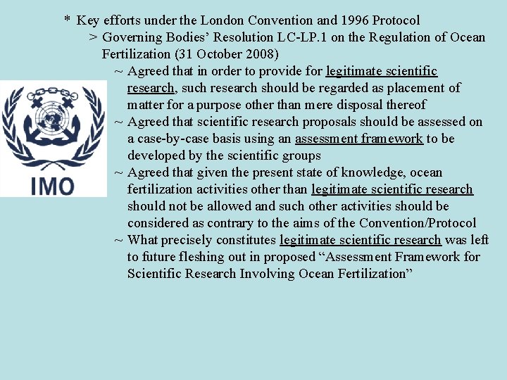 * Key efforts under the London Convention and 1996 Protocol > Governing Bodies’ Resolution