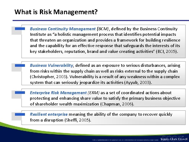 What is Risk Management? Business Continuity Management (BCM), defined by the Business Continuity Institute What is Risk Management? Business Continuity Management (BCM), defined by the Business Continuity Institute