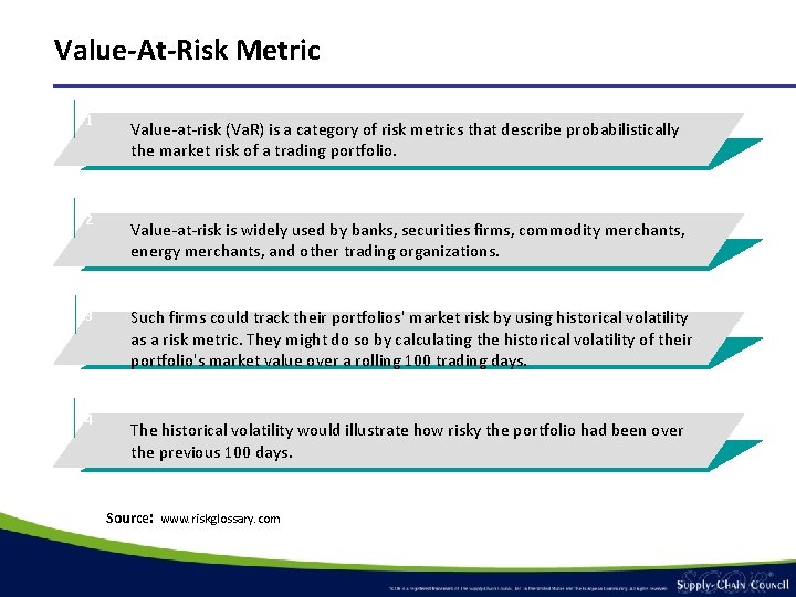 Value-At-Risk Metric 1 2 3 4 Value-at-risk (Va. R) is a category of risk Value-At-Risk Metric 1 2 3 4 Value-at-risk (Va. R) is a category of risk