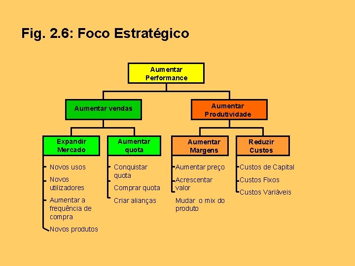 Fig. 2. 6: Foco Estratégico Aumentar Performance Aumentar vendas Expandir Mercado Novos usos Novos
