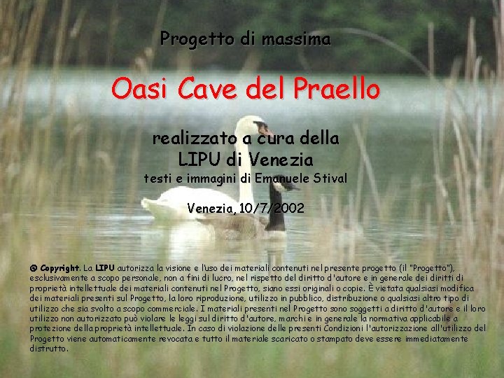 Progetto di massima Oasi Cave del Praello realizzato a cura della LIPU di Venezia
