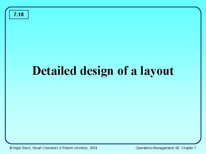 7. 18 Detailed design of a layout © Nigel Slack, Stuart Chambers & Robert