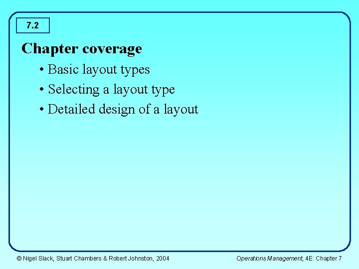 7. 2 Chapter coverage • Basic layout types • Selecting a layout type •