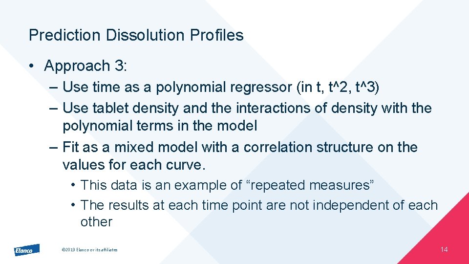 Prediction Dissolution Profiles • Approach 3: – Use time as a polynomial regressor (in