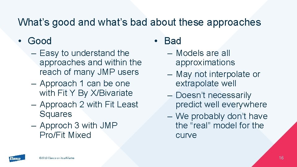 What’s good and what’s bad about these approaches • Good – Easy to understand