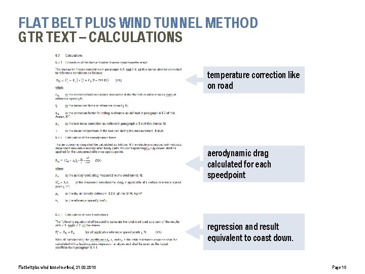 FLAT BELT PLUS WIND TUNNEL METHOD GTR TEXT – CALCULATIONS temperature correction like on