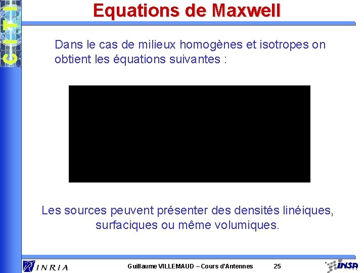 Equations de Maxwell Dans le cas de milieux homogènes et isotropes on obtient les Equations de Maxwell Dans le cas de milieux homogènes et isotropes on obtient les