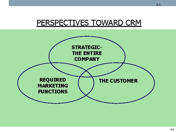 4 -4 PERSPECTIVES TOWARD CRM STRATEGICTHE ENTIRE COMPANY REQUIRED MARKETING FUNCTIONS THE CUSTOMER 4