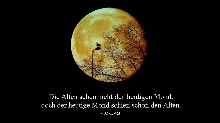 Die Alten sehen nicht den heutigen Mond, doch der heutige Mond schien schon den Die Alten sehen nicht den heutigen Mond, doch der heutige Mond schien schon den