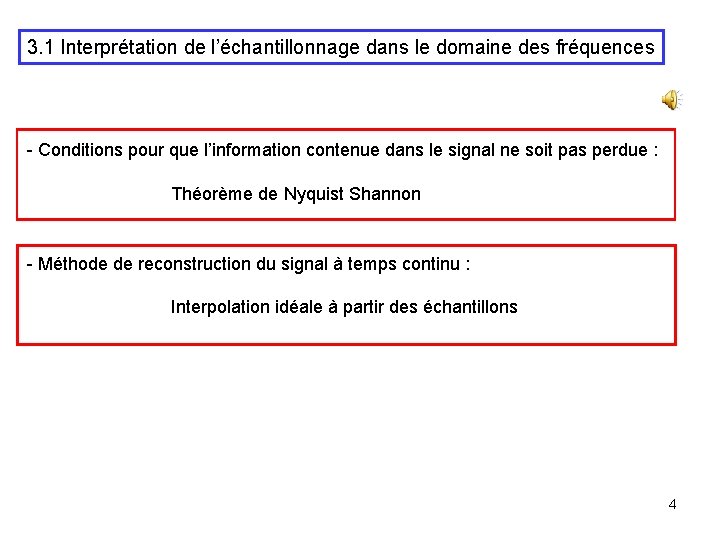 3. 1 Interprétation de l’échantillonnage dans le domaine des fréquences - Conditions pour que