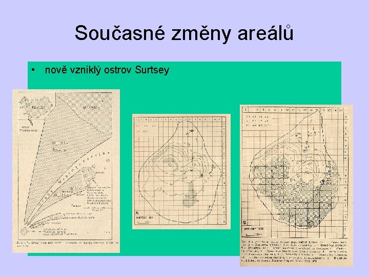 Současné změny areálů • nově vzniklý ostrov Surtsey 