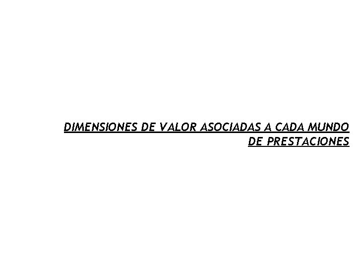 DIMENSIONES DE VALOR ASOCIADAS A CADA MUNDO DE PRESTACIONES 