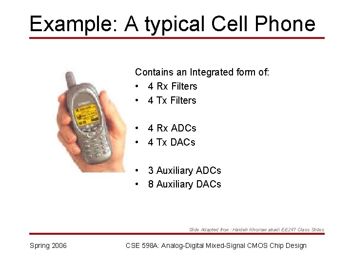 Example: A typical Cell Phone Contains an Integrated form of: • 4 Rx Filters