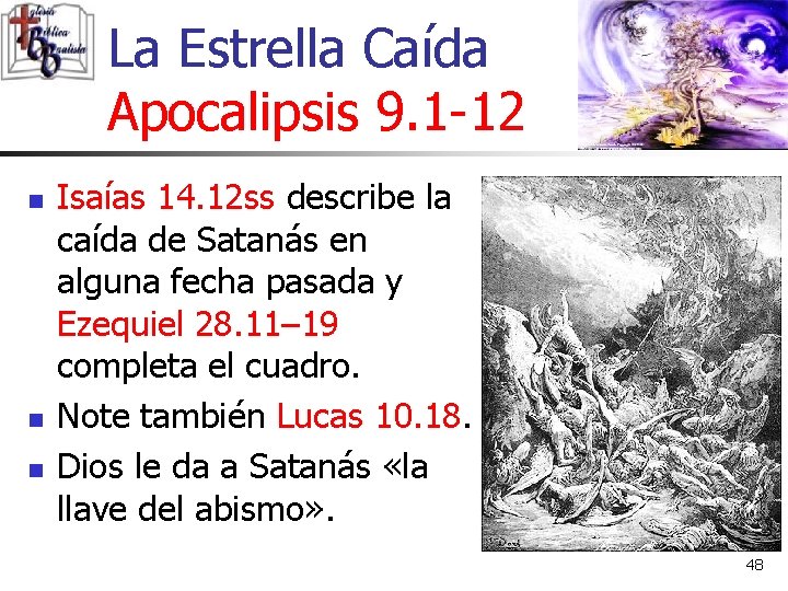 La Estrella Caída Apocalipsis 9. 1 -12 n n n Isaías 14. 12 ss La Estrella Caída Apocalipsis 9. 1 -12 n n n Isaías 14. 12 ss