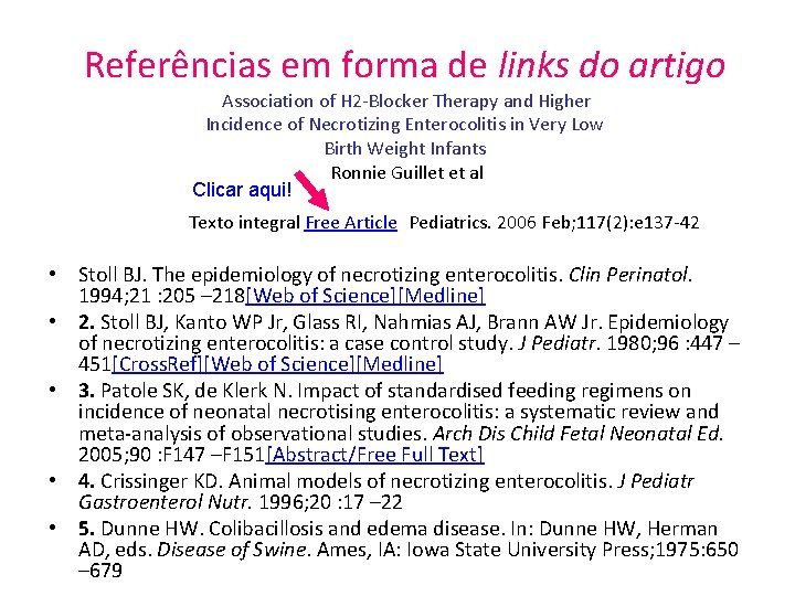 Referências em forma de links do artigo Association of H 2 -Blocker Therapy and