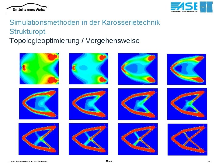 Simulationsmethoden in der Karosserietechnik Strukturopt. Topologieoptimierung / Vorgehensweise 7 Simulationsmethoden in der Karosserietechnik SS