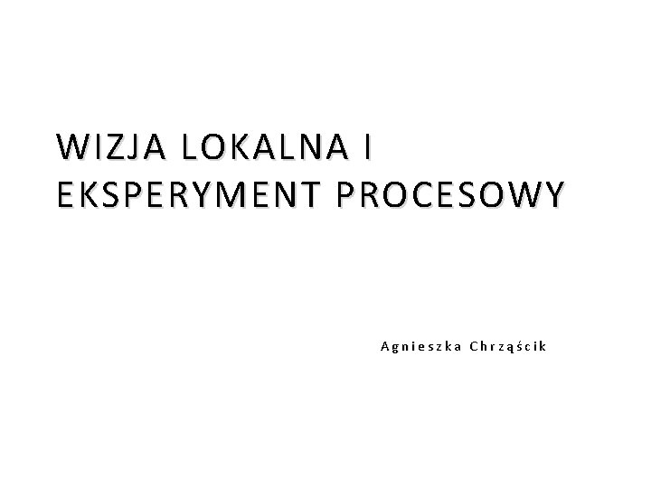 WIZJA LOKALNA I EKSPERYMENT PROCESOWY Agnieszka Chrząścik 