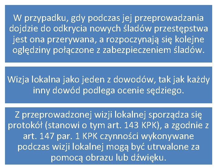 W przypadku, gdy podczas jej przeprowadzania dojdzie do odkrycia nowych śladów przestępstwa jest ona