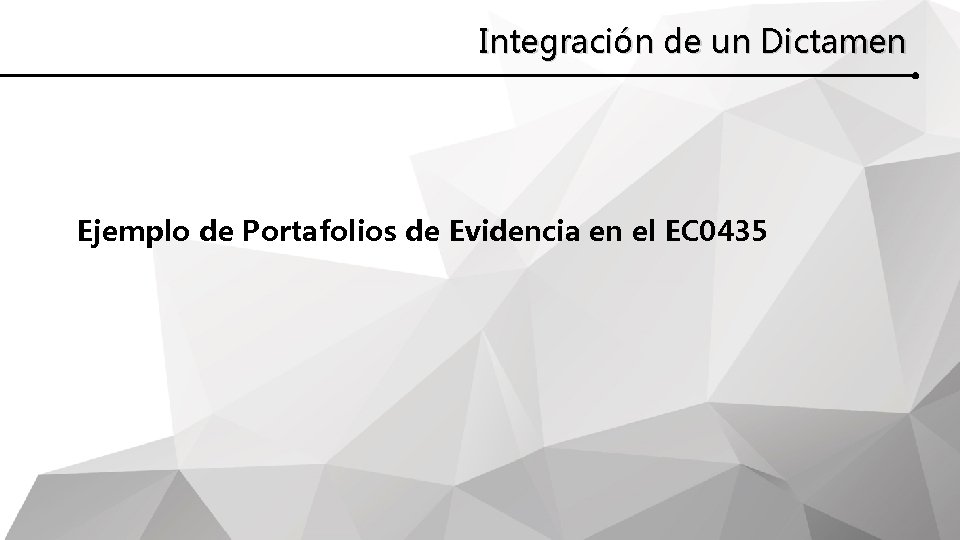 Integración de un Dictamen Ejemplo de Portafolios de Evidencia en el EC 0435 