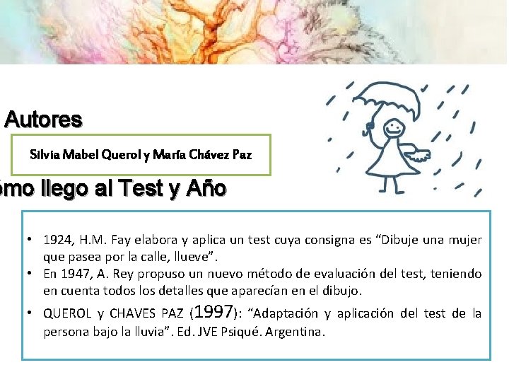 Autores Silvia Mabel Querol y María Chávez Paz ómo llego al Test y Año