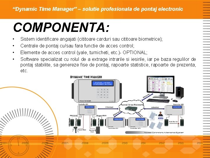 “Dynamic Time Manager” – solutie profesionala de pontaj electronic COMPONENTA: • • Sistem identificare