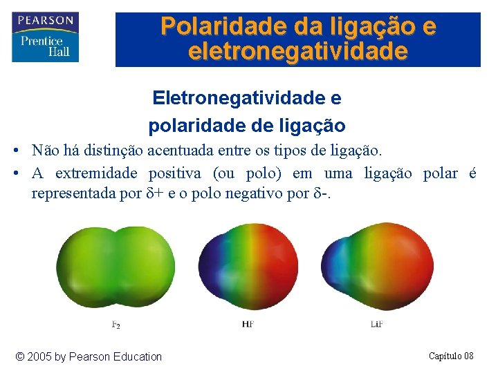 Polaridade da ligação e eletronegatividade Eletronegatividade e polaridade de ligação • Não há distinção