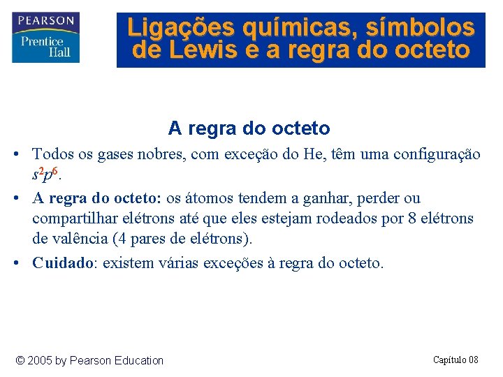 Ligações químicas, símbolos de Lewis e a regra do octeto A regra do octeto