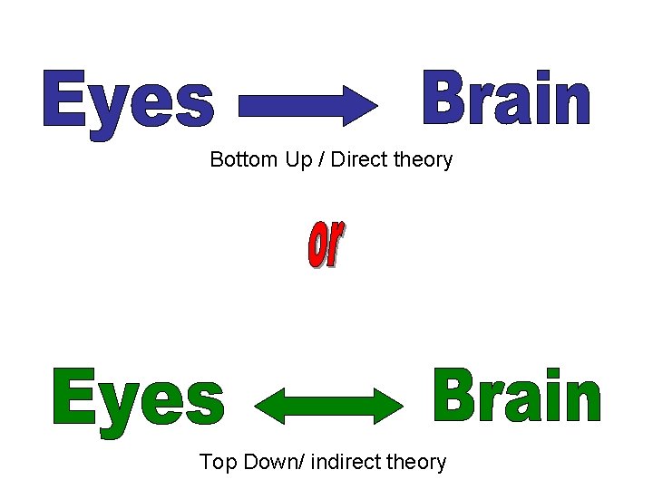Bottom Up / Direct theory Top Down/ indirect theory 