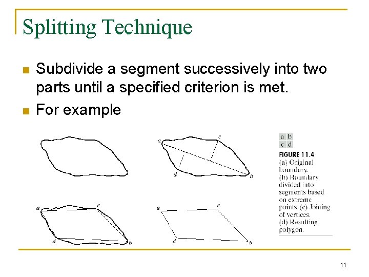 Splitting Technique n n Subdivide a segment successively into two parts until a specified