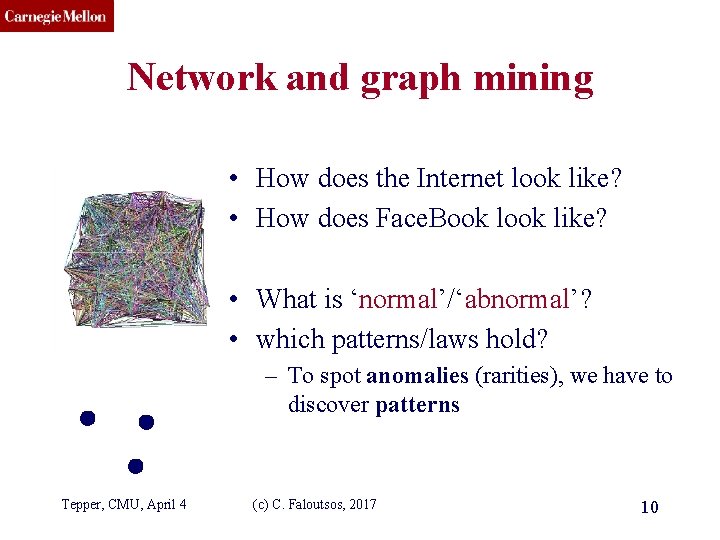 CMU SCS Network and graph mining • How does the Internet look like? •