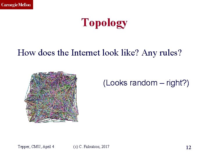 CMU SCS Topology How does the Internet look like? Any rules? (Looks random –