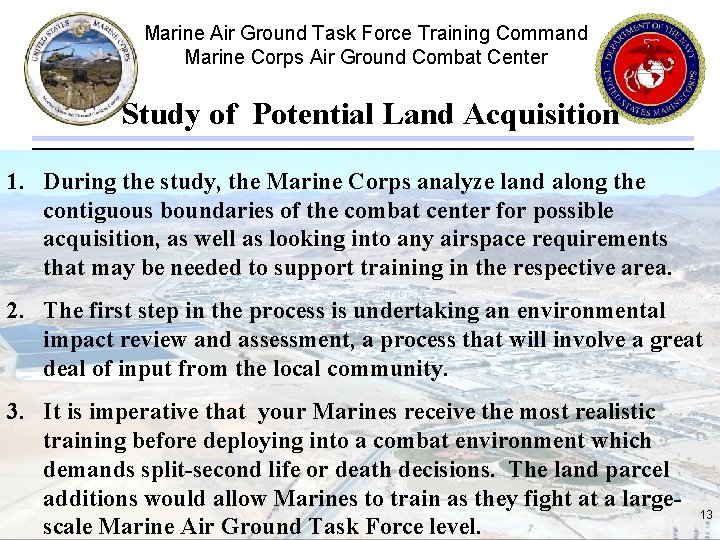 Marine Air Ground Task Force Training Command Marine Corps Air Ground Combat Center Study