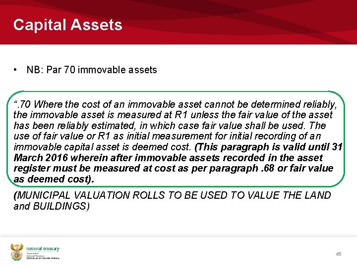 Capital Assets • NB: Par 70 immovable assets “. 70 Where the cost of Capital Assets • NB: Par 70 immovable assets “. 70 Where the cost of