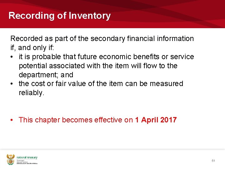 Recording of Inventory Recorded as part of the secondary financial information if, and only Recording of Inventory Recorded as part of the secondary financial information if, and only