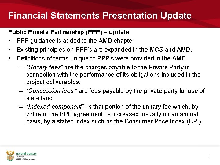 Financial Statements Presentation Update Public Private Partnership (PPP) – update • PPP guidance is Financial Statements Presentation Update Public Private Partnership (PPP) – update • PPP guidance is