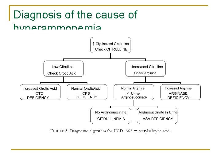 Diagnosis of the cause of hyperammonemia 