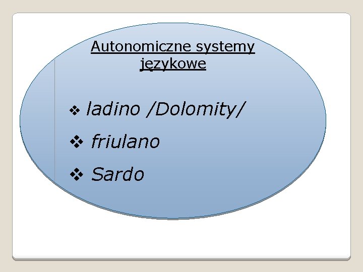 Autonomiczne systemy językowe v ladino /Dolomity/ v friulano v Sardo 