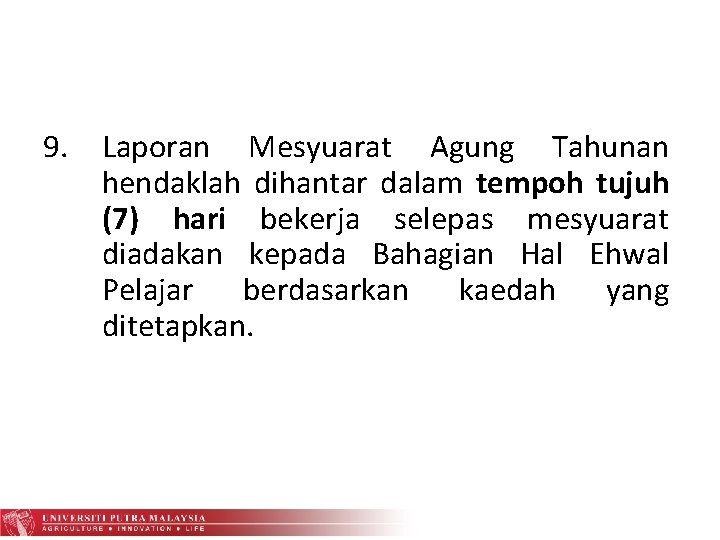Taklimat Kursus Pengendalian Mesyuarat Agung Tahunan Persatuankelab Pelajar