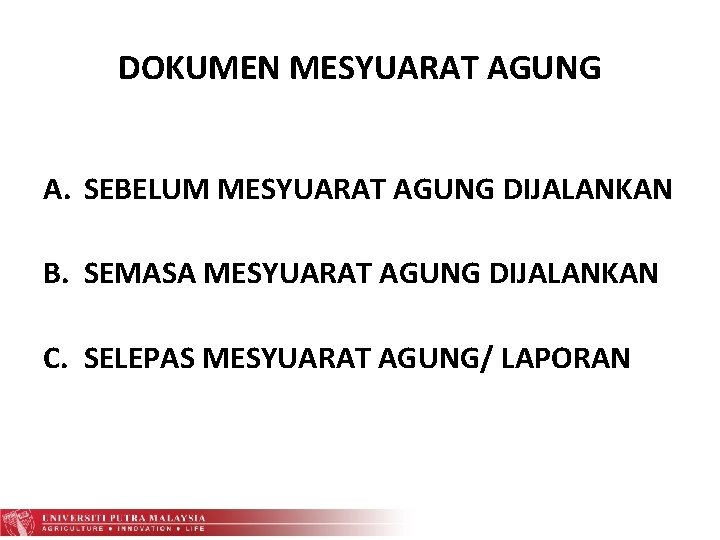 Taklimat Kursus Pengendalian Mesyuarat Agung Tahunan Persatuankelab Pelajar