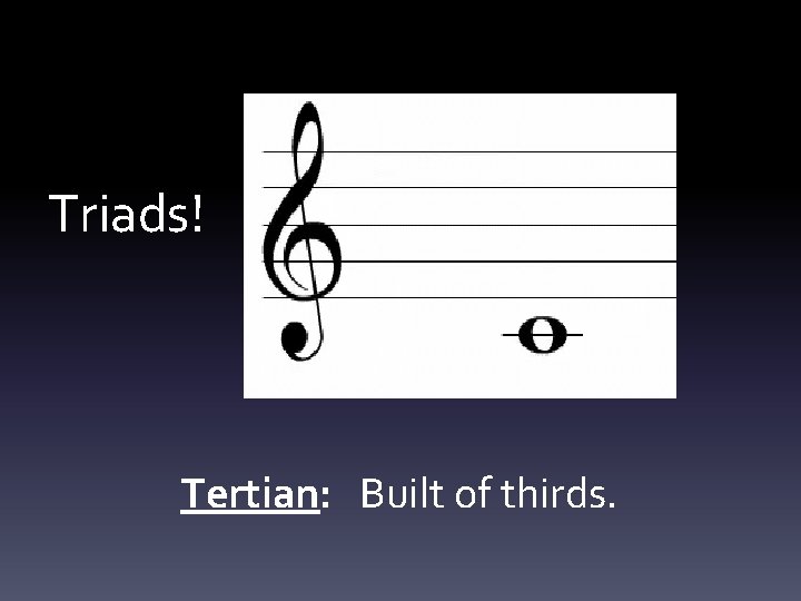 Triads! Tertian: Built of thirds. 