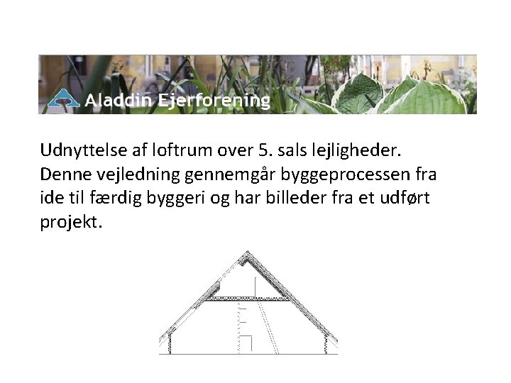 Udnyttelse af loftrum over 5. sals lejligheder. Denne vejledning gennemgår byggeprocessen fra ide til