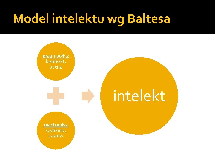 Model intelektu wg Baltesa pragmatyka: kontekst, ocena intelekt mechanika: szybkość, zasoby 