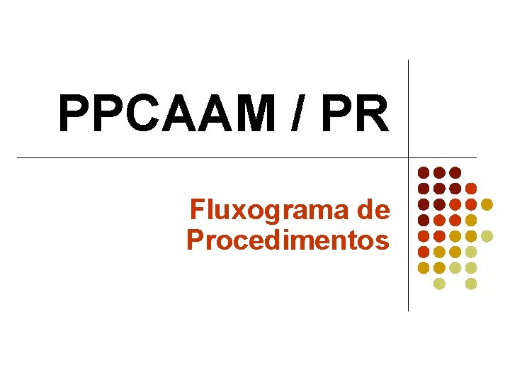 PPCAAM / PR Fluxograma de Procedimentos 