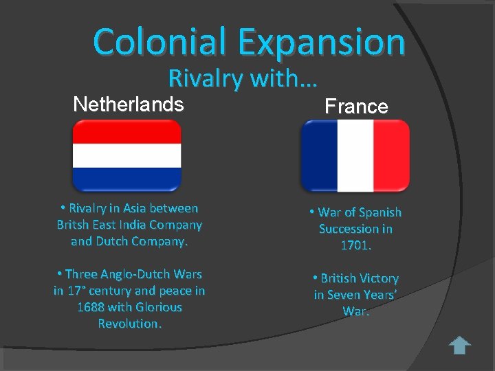 Colonial Expansion Rivalry with… Netherlands France • Rivalry in Asia between Britsh East India Colonial Expansion Rivalry with… Netherlands France • Rivalry in Asia between Britsh East India