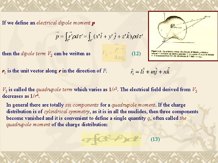 If we define an electrical dipole moment p then the dipole term V 2